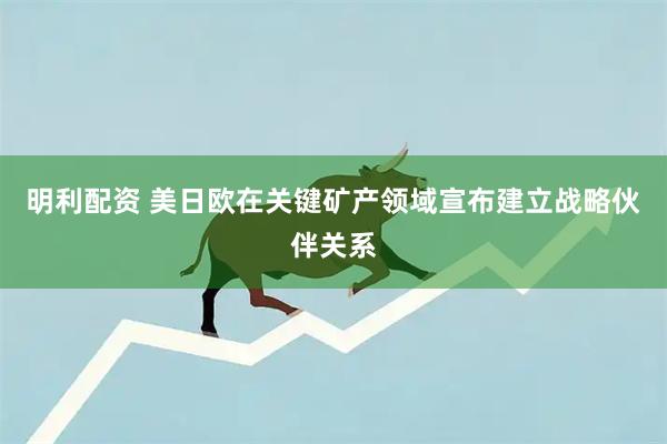 明利配资 美日欧在关键矿产领域宣布建立战略伙伴关系